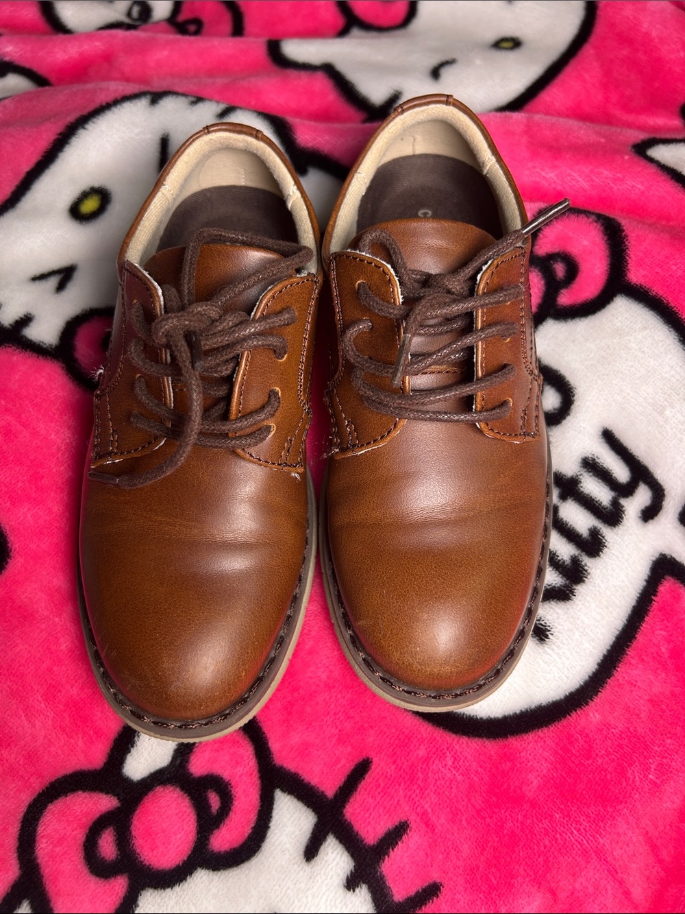 Classic Brown Leather Kids' Oxford Shoes - Comfortable Lace-Up